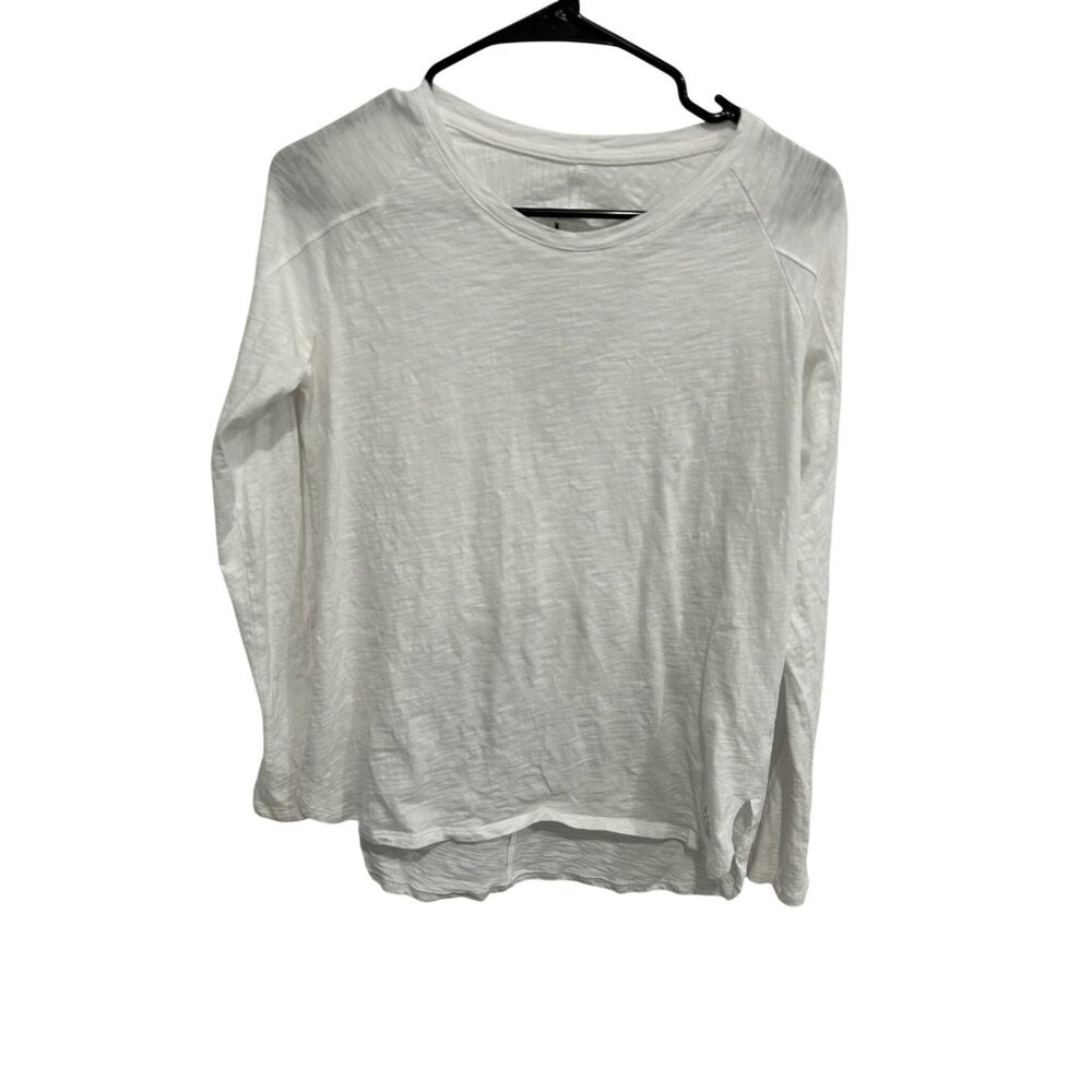 Brisas Cutout Back Long Sleeve Top White Sz Medium Organic Cotton Active
